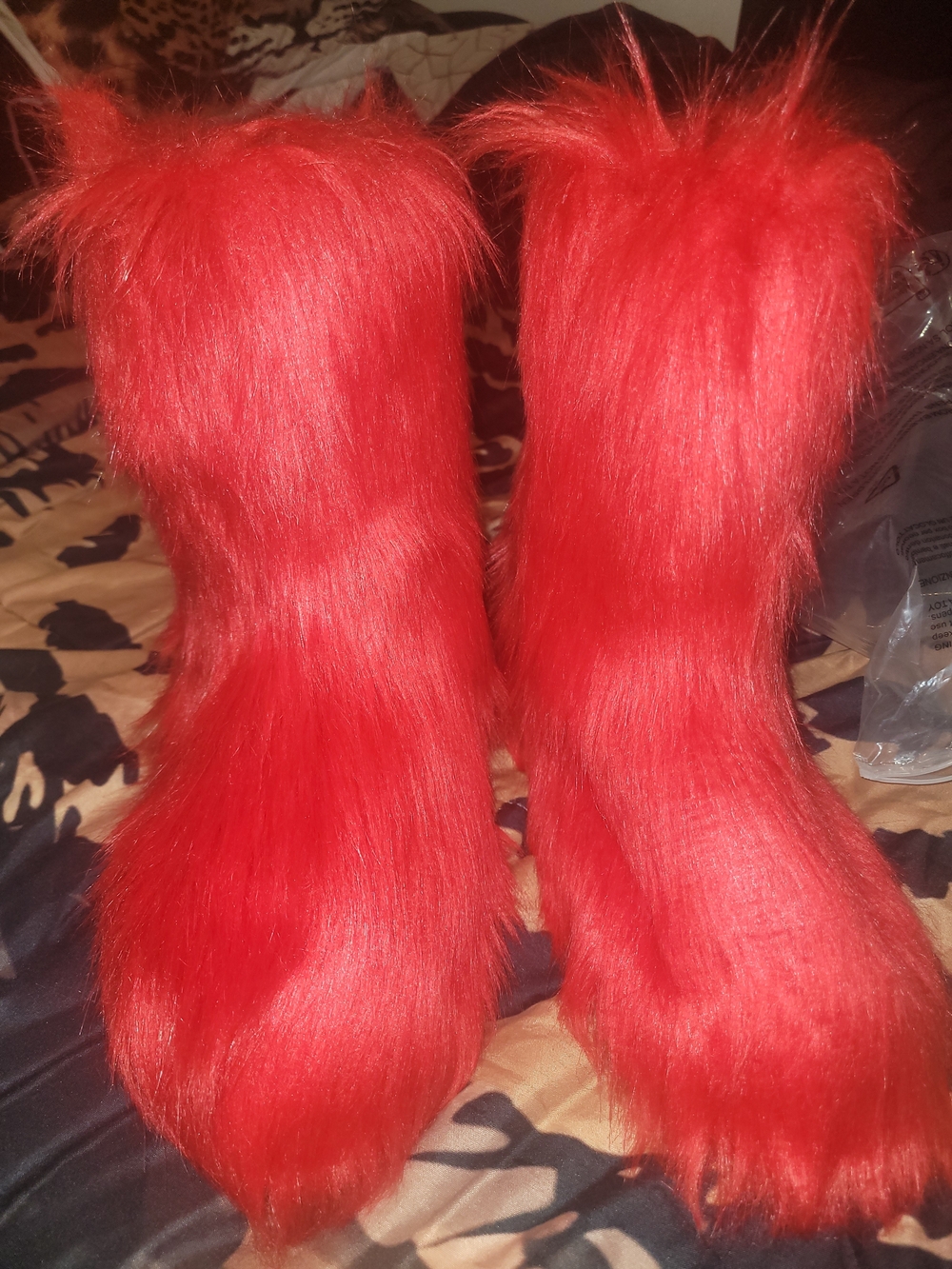 Bold Red Faux Fur Boot